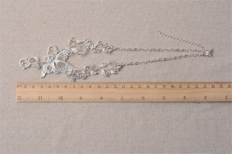 Wedding Jewelry Set Bride Rhinestone Jewelry Set Silver Plated Butterfly Choker Necklace Earrings Set Jewelry For Women Girls