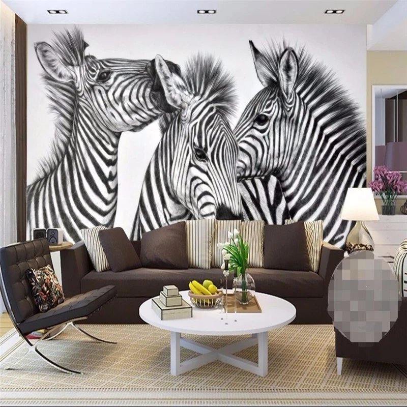 

papel de parede Custom 3D photo wallpaper white zebra HD quality 3D living portrait mural wallpaper for walls 3 d Beibehang