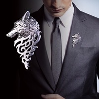 OneckOha Zinc Alloy Fox Brooches Vintage Animal Wolf Collar Pin Brooch Pin Men's Suit Pin