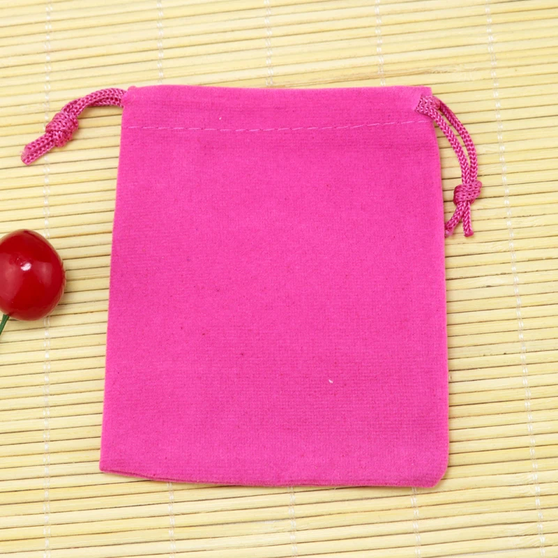 Wholesale 100Pcs 9x12cm Hot Pink Velvet Bag Small Charms Jewelry Packaging Bags Cute Drawstring Velvet Pouch Jewellery Gift Bag