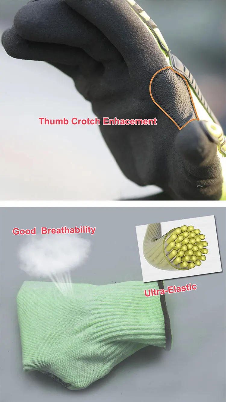 NMSafety 100% High Quality Anti Vibration New Mechanic Gloves Cut-Resistant Safety Hand Work Gloves