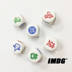 Sale 6pcs/pack 16mm Acrylic Carving Fish Shrimp Crab Dice White #16 Round Corner Dice