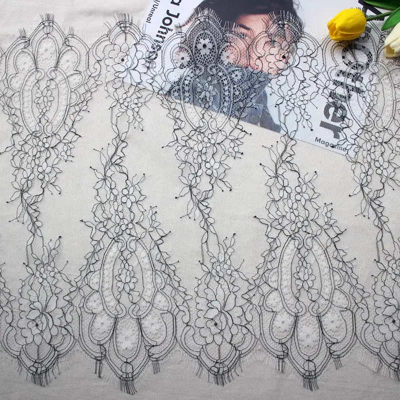 3Yards Eyelash Lace Fabric Handmade DIY Craft Exquisite Lace Trim Embroidery Clothes Wedding Dress Accessories