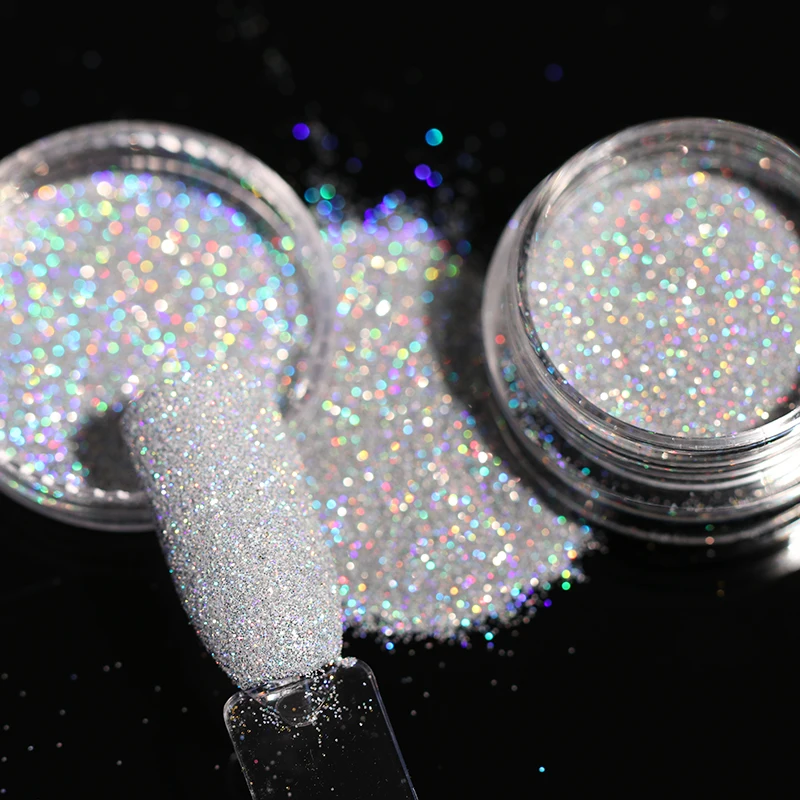 HOT Sale iridescent Powder on Nails iridescent Silver Glitter Chrome Nail Art Pigment Dust Shiny Gel Polish Flakes for Manicures