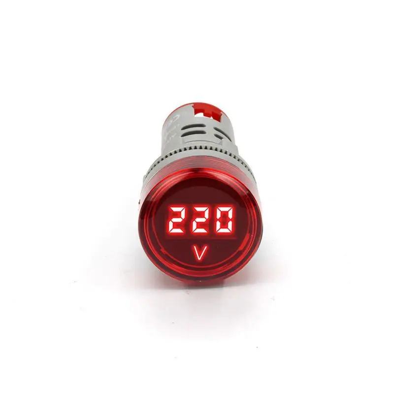 Mini LED Digital Display Voltmeter Alternating Current 60V-500V Digital Display Indicator Aperture 22mm Signal Lamp