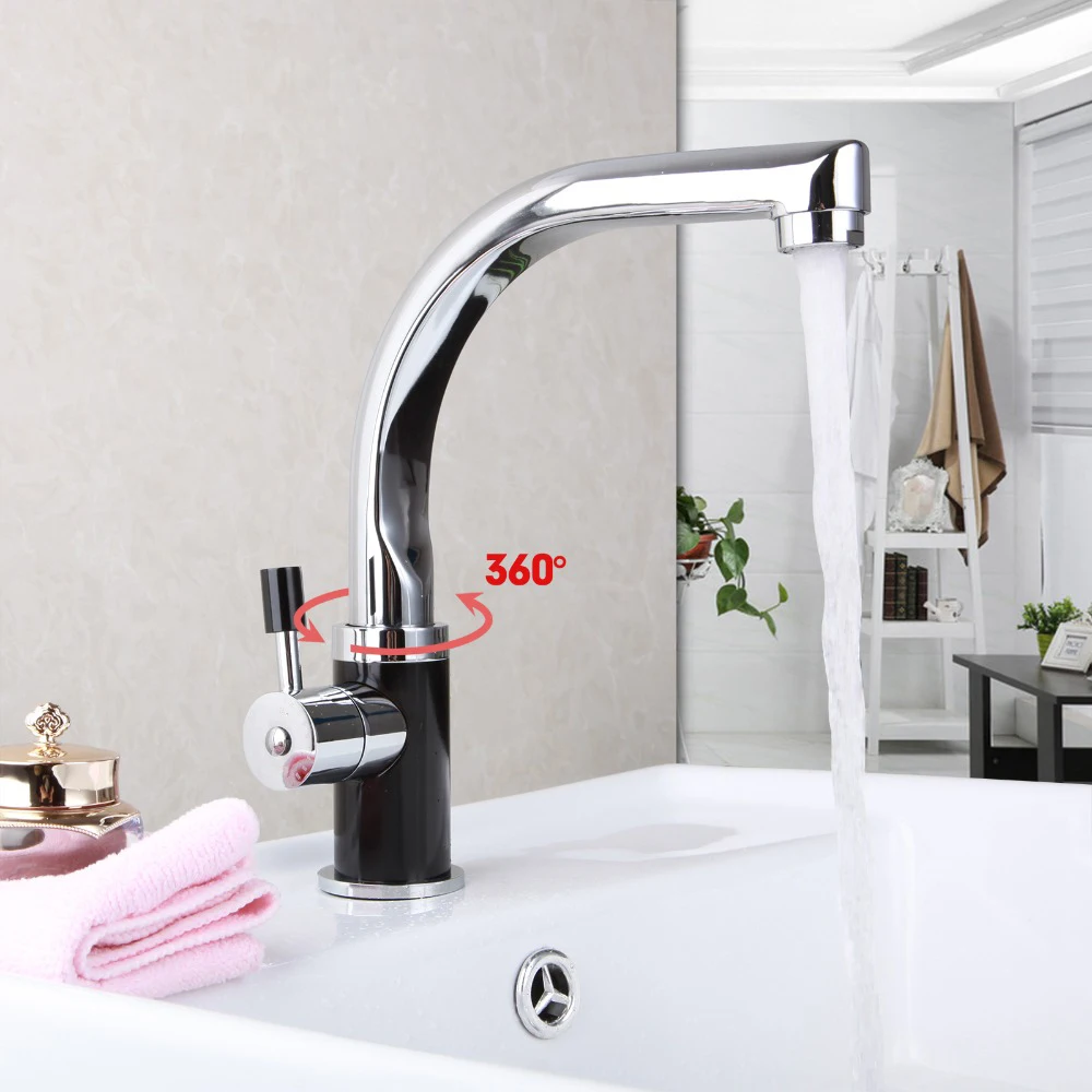 Torayvino luxury mixer bathroom basin faucet swivel grifo lavabo negro chrome finish hot & cold water faucets single handle Tap