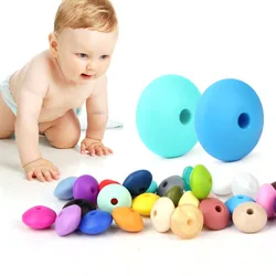 100 개 젖니 실리콘 비즈 렌즈 콩 주판 12*7mm Bpa 무료 치아 Diy Teether 목걸이 구슬 보석 아기 장난감 아기 케어