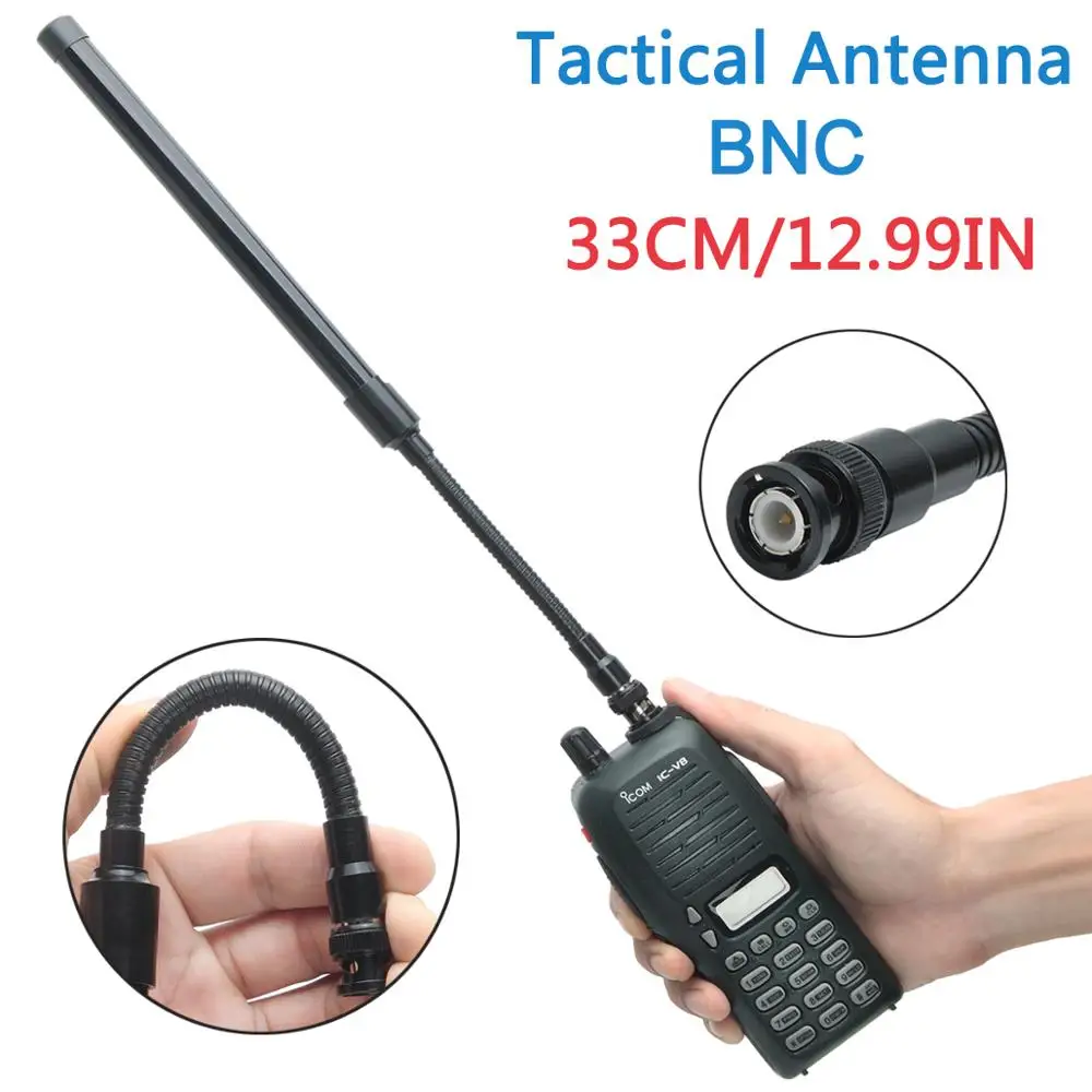 Gooseneck BNC Tático Antena Dual Band VHF UHF 144/430Mhz Dobrável para Kenwood TK308 TH28A TH42AT IC-V80 IC-V82 Icom Walkie Ta