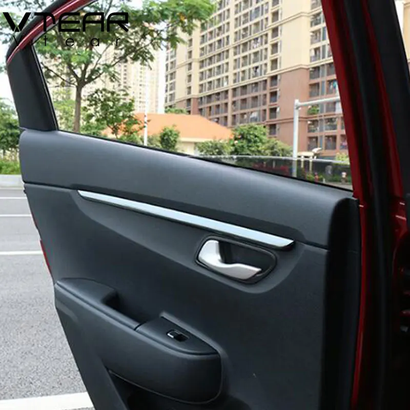 Vtear For Rio 4 X-line interior door plate trim cover armrest chrome Mouldings car-styling decoration accessories part 2017 2019