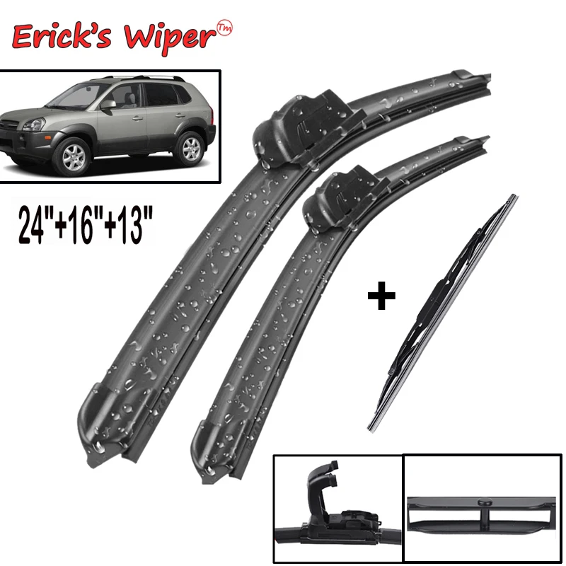 Erick's Wiper Front & Rear Wiper Blades Set Kit For Hyundai Tucson JM 2004 - 2009 Windshield Windscreen Window 24