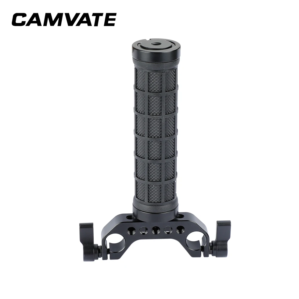 CAMVATE المطاط العالمي مقبض قبضة مع معيار 15 مللي متر مزدوجة قضيب المشبك ل DSLR كاميرا 15 مللي متر الكتف جبل تلاعب دعم نظام