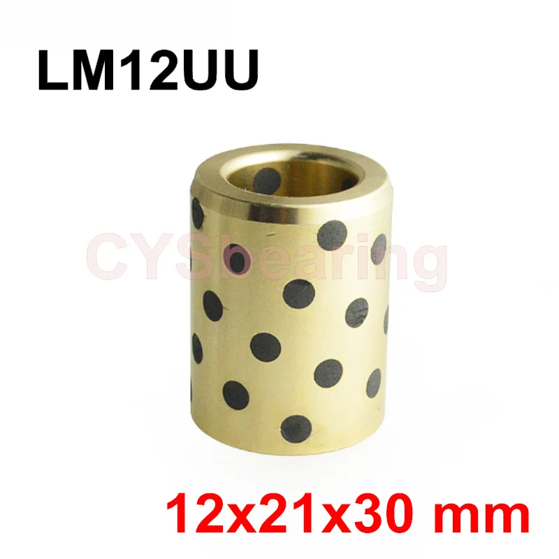 1PC 12x21x30 mm Linear Graphite Copper Set Bushing Oil Self-lubricating Bearing JDB LM12UU LM12