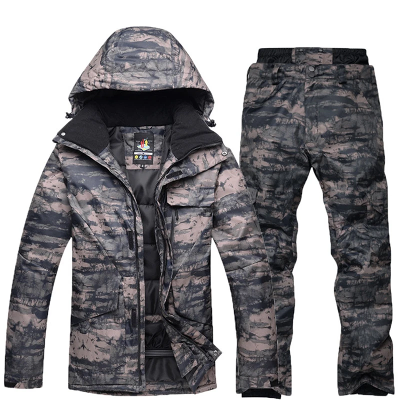 Snowboarding Men Jacket+Pant Sets Waterproof Windproof Ski Suit Climbing Thermal Winter Snow Outdoor Camouflage Snow Clothes