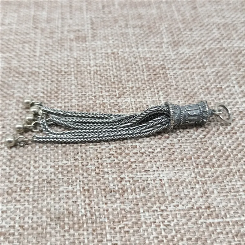 925 Sterling Silver OM Tassel Pendant Charm Om mani padme hum for Necklace