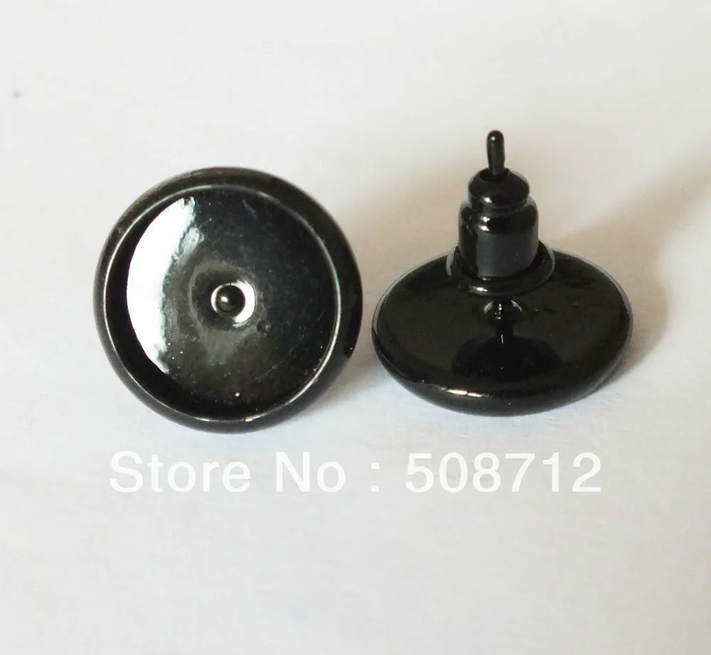 

Free shipping!!! 300sets /lot 10mm Pad Black Earrings Stud , Blanks Base Tray Bezel Cameo Setting Post Bullet Stopper Back