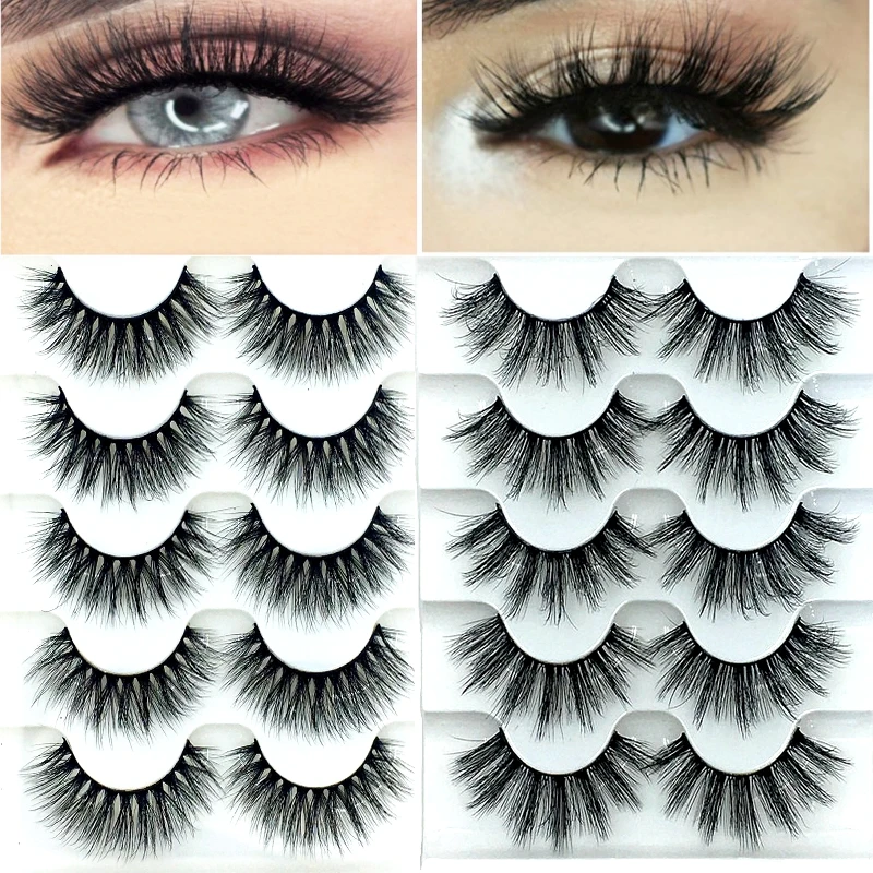 NEW 5 pairs 3D mink false eyelashes natural makeup eyelash extension long cross volume soft fake eye lashes winged faux cils