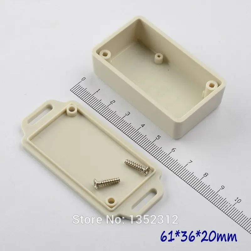 20 pcs/lot 61*36*20mm plastic desktop enclosure wall mount project box electronic case abs waterproof outlet switch box with ear