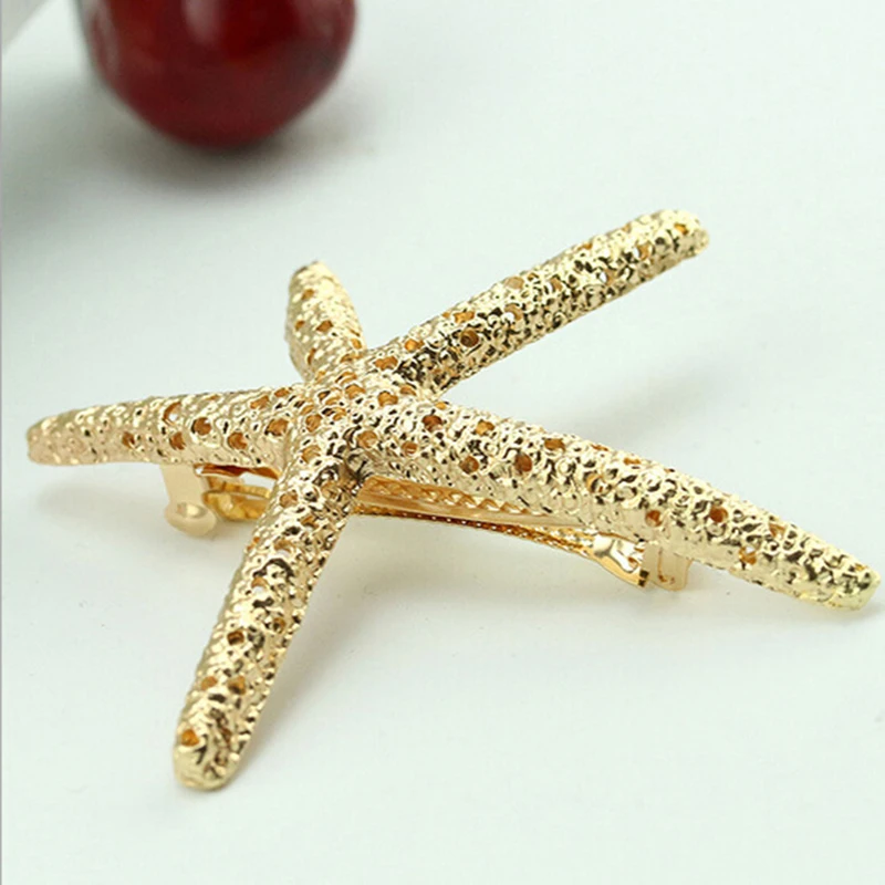 Silver Plated Golden & Bronze Hollow Big Starfish Hair Clips  Fashion Barrettes for Women Headwear Hair Accessories