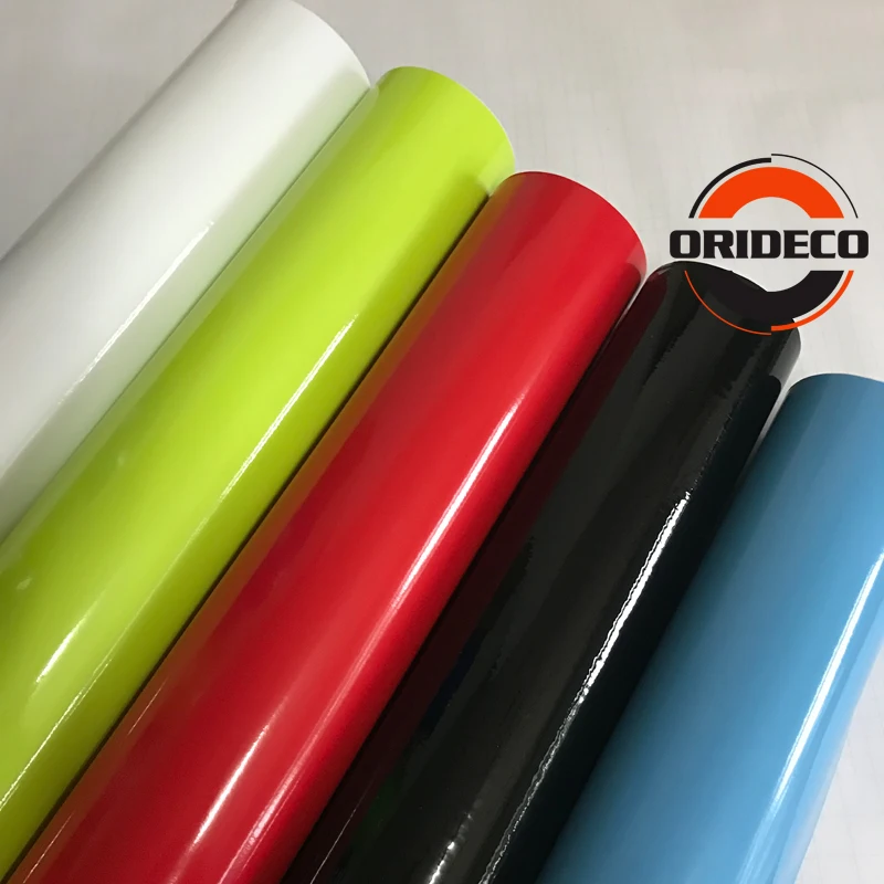 

2-layer Glossy Vinyl Film Wraps Gloss Black White Blue Red Silver Shiny Car Wrap Film Coveres With Air Free ORINO