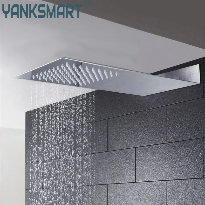 YANKSMART Chrome Super Thin Perfect Luxury Hot Sale Rainfall Shower Head Wall Ceiling Mounted Top Over-head Shower Sprayer