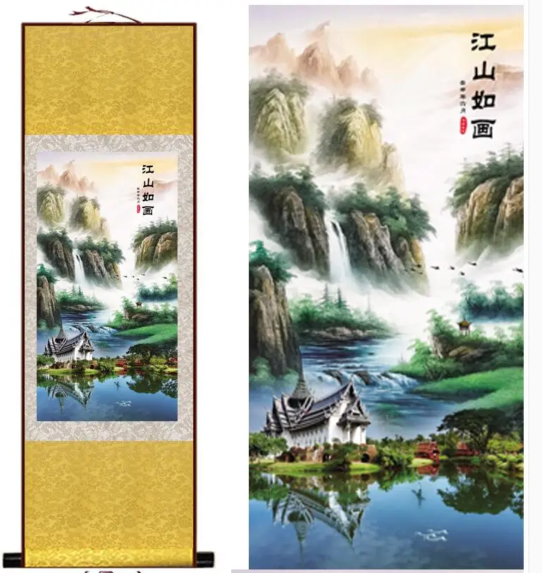 Top quality Traditional people painting Chinese scroll painting landscape art painting home decoration paintingPrinted painting