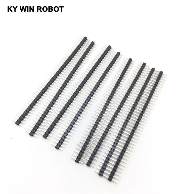 20pcs 10 pairs 40 Pin 1x40 Single Row Male and Female 2.54 Breakable Pin Header Connector Strip for Arduino Black