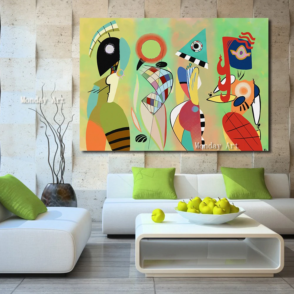 Handpainted painting Las Musas Kandinsky By That Careless Fairy Oil Paintings Modern Home Decor Wall Pictures For Living Room