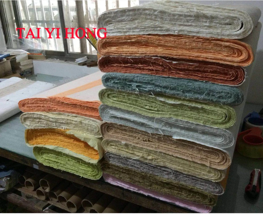 New Color Lake Blue Light Green Pea Green Pink Chinese Yunlong Xuan Paper For Calligraphy or Painting Handmade Rice paper