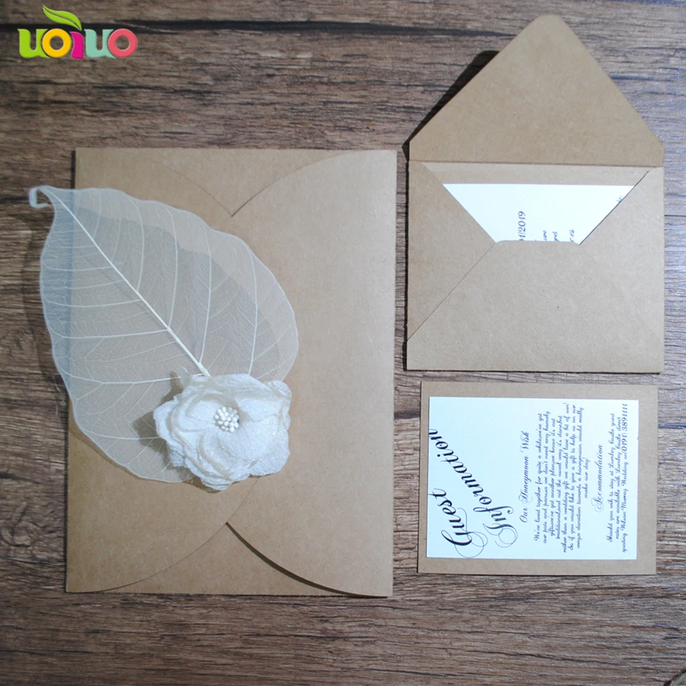 Popular Love Laser Cut Handmade Kraft Paper Luxury Wedding Invitation Cards Birthday with RSVP&Menu(Custom Printed)