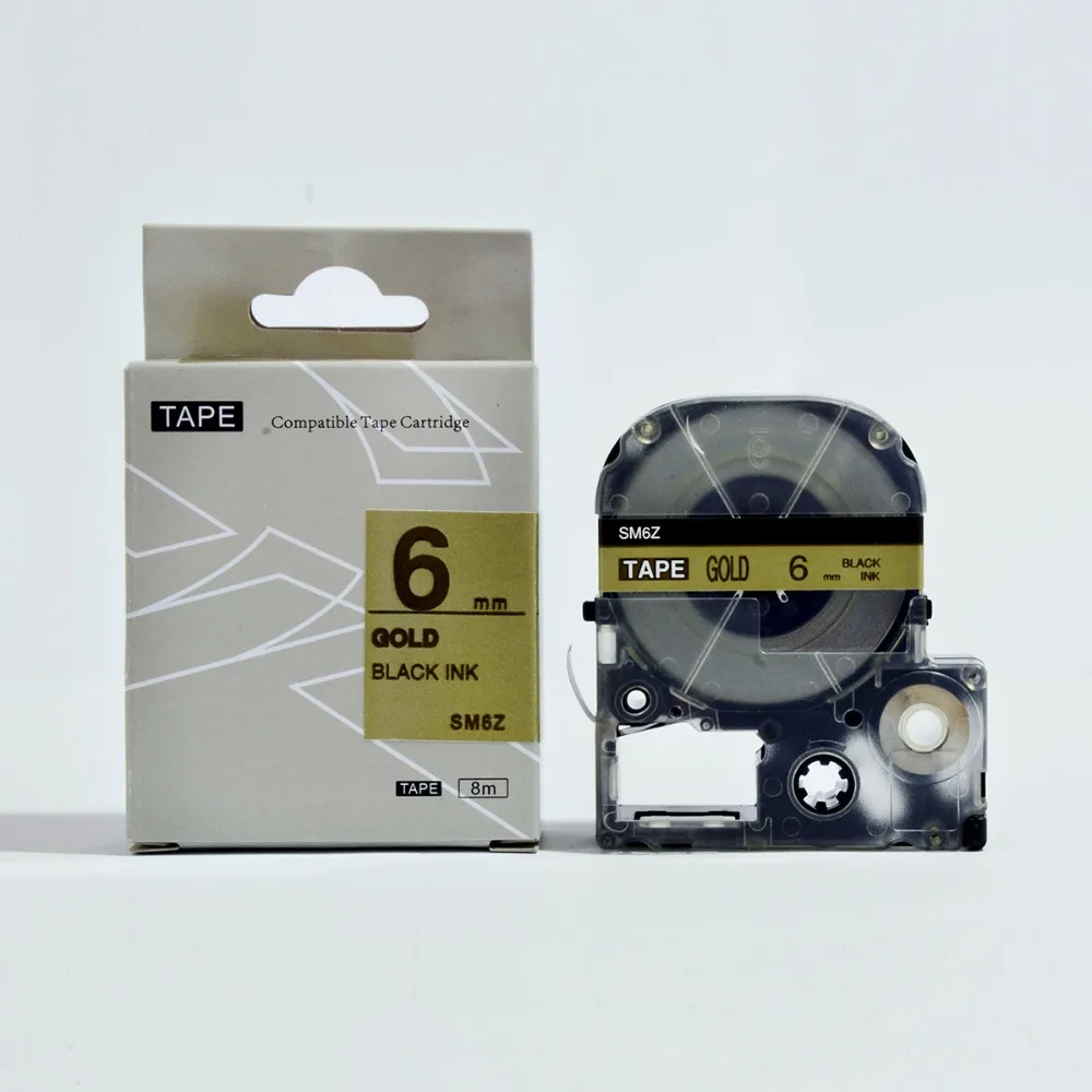 3PK/lot KINGJIM/  SM6ZW black on Gold for labelworks SM6ZW compatible for LW-300 LW-400 labelling maker label tapes