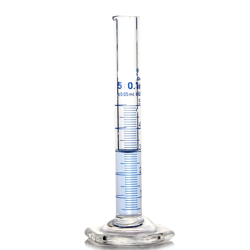 

5mL Measuring Cylinder with Spout and Graduation with Glass Heagon Base Laboratory Chemistry Equipment