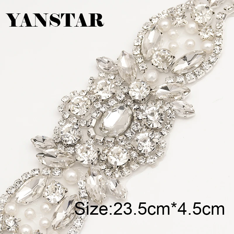 

YANSTAR (30pcs) Wholesale Rhinestones Appliques Belt Hand Sewing Crystal Appliques For Bridal Gown Belt YS840