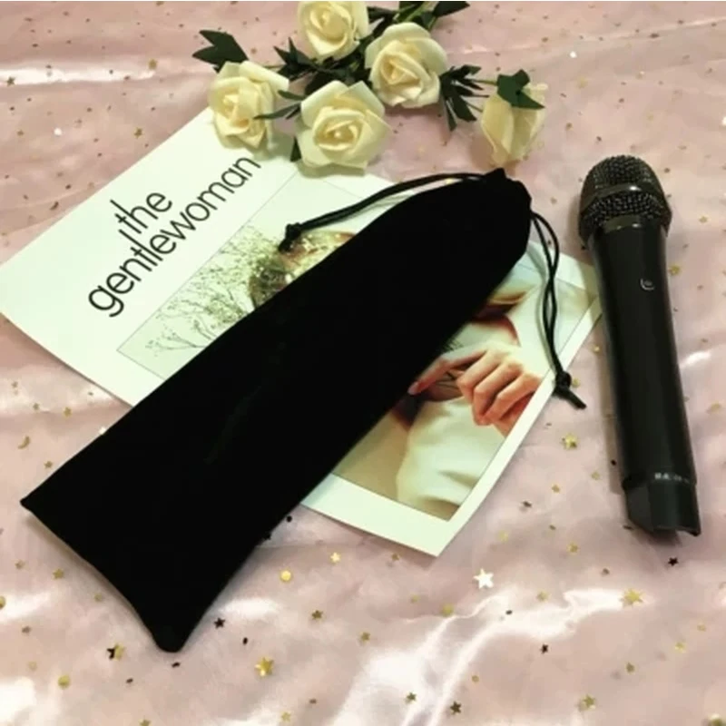 Imagem -03 - Bolsa de Veludo Cordão Preto para Microfone Garrafa Vinho Guarda-chuva Festa de Casamento Natal Embalagem Bolsas de Presente 50 Peças Lote 10cm x 30cm