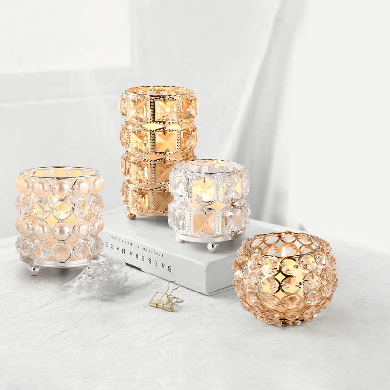 

European Crystal Candle Holders, Glass Candle Holder, Wedding Candlestick, Home Decoration