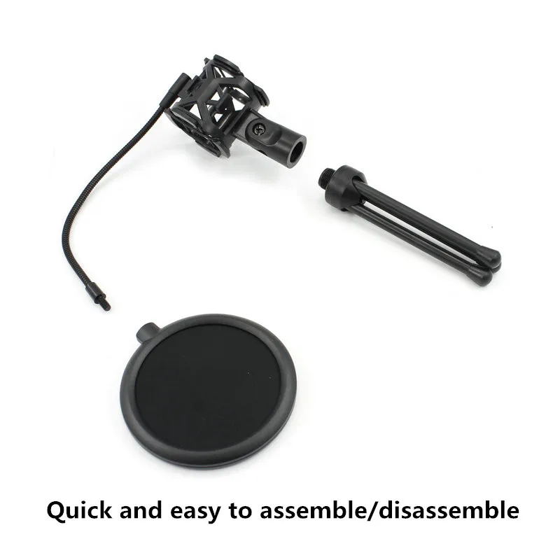 Desktop Microphone Stand Desktop Tripod Mini Portable Table Stand Adjustable Mic Clip Holder Bracket Lightweight Bracket