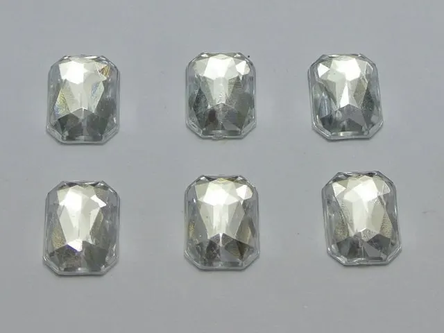 100 Acrilico trasparente Flatback Smussato Rettangolo Gemme di Strass 10X14mm Nessun Foro