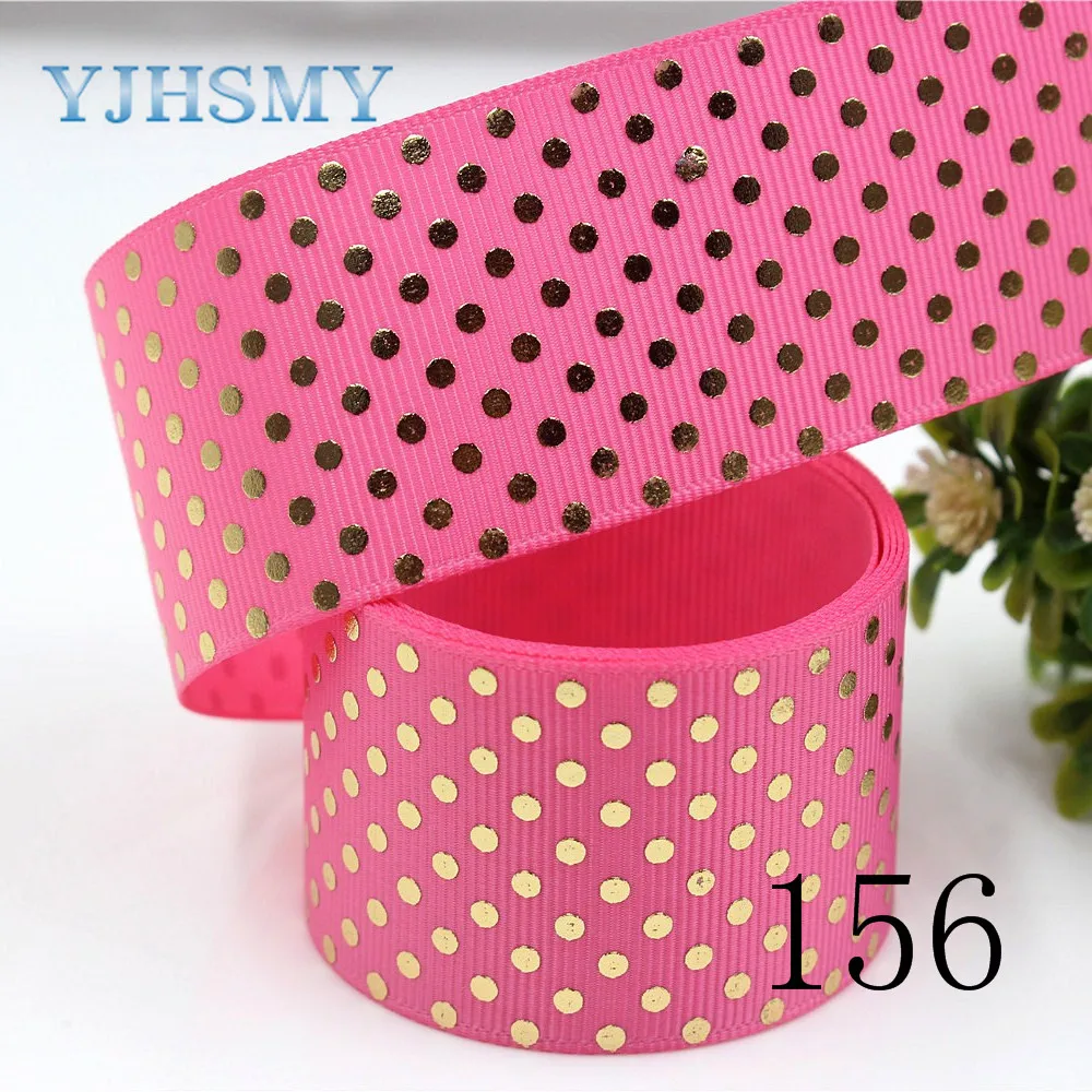 YJHSMY C-171005-156 38 mm 5 yards Pure gold foil Ribbons Thermal transfer Printed grosgrain Wedding Accessories DIY materials