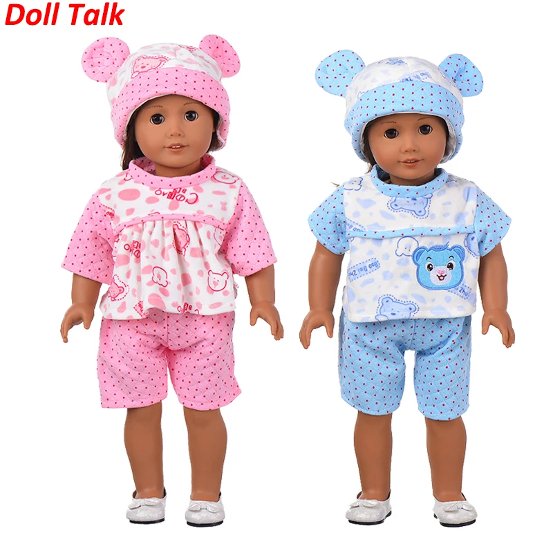 

Doll Talk Lovely Baby New Born Doll Clothes Accessories Fit 18 Inch 43cm Doll Bear Pajamas For Toy For Baby Cute Gift