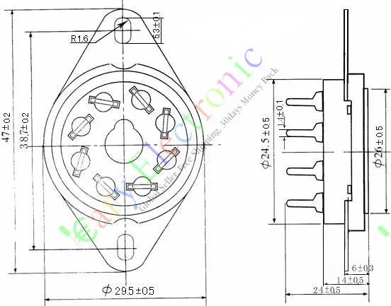 Wholesale and retail 8pc 8pin PCB Ceramic vacuum tube sockets octal valve base fr EL34 KT88 6550 amps free shipping