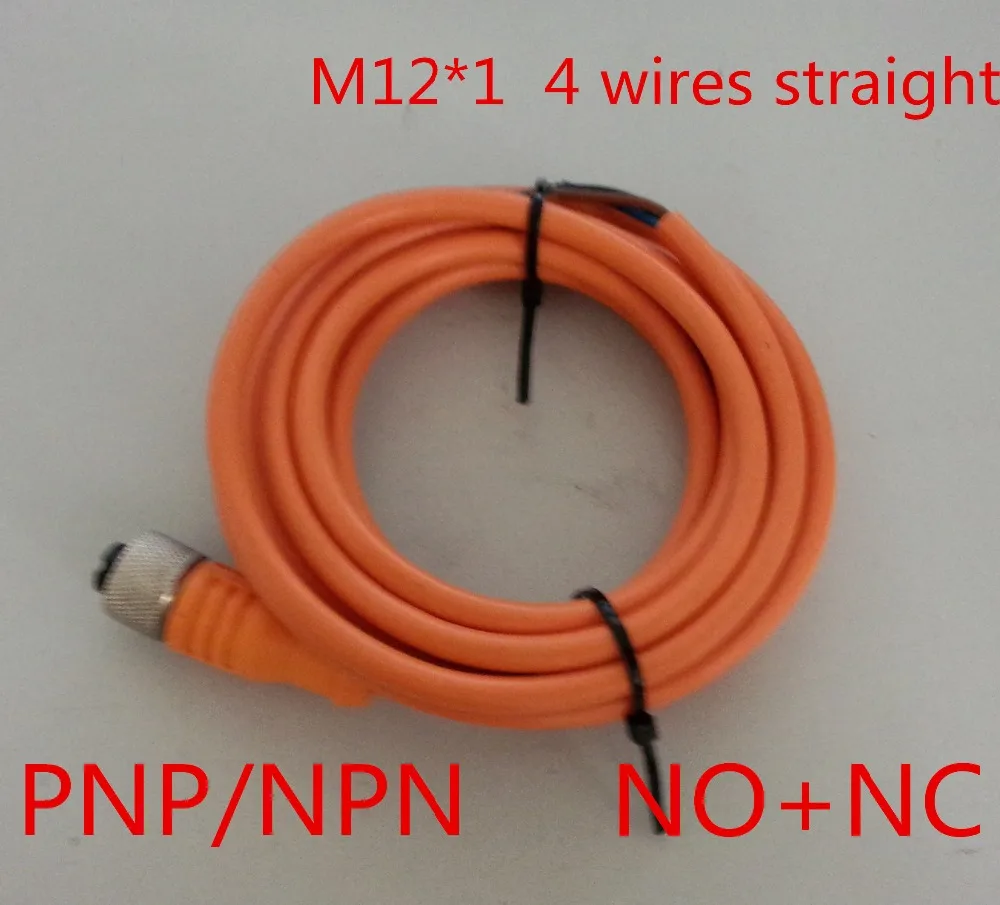 

Free shipping, 5m M12* 1 4 wires, 4 pin NPN/PNP, NO+NC straight plug sensor connector female 5 meter cable