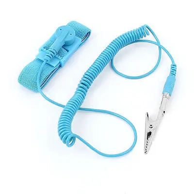 Alligator Clip Anti Static ESD Discharge Adjustable Wrist Strap Band Blue