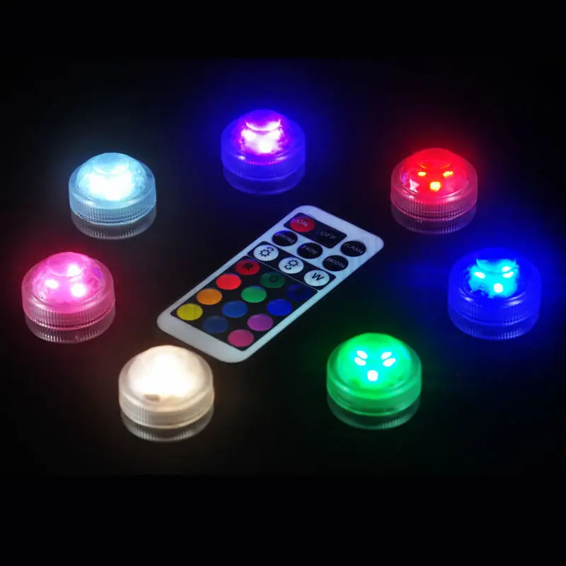 Imagem -04 - Led Multi Cor Rgb Submersível à Prova Dsubmersible Água Decoração Vaso de Festa Mini Luzes Controle Remoto Casamento Natal Iluminação do Dia das Bruxas 10x