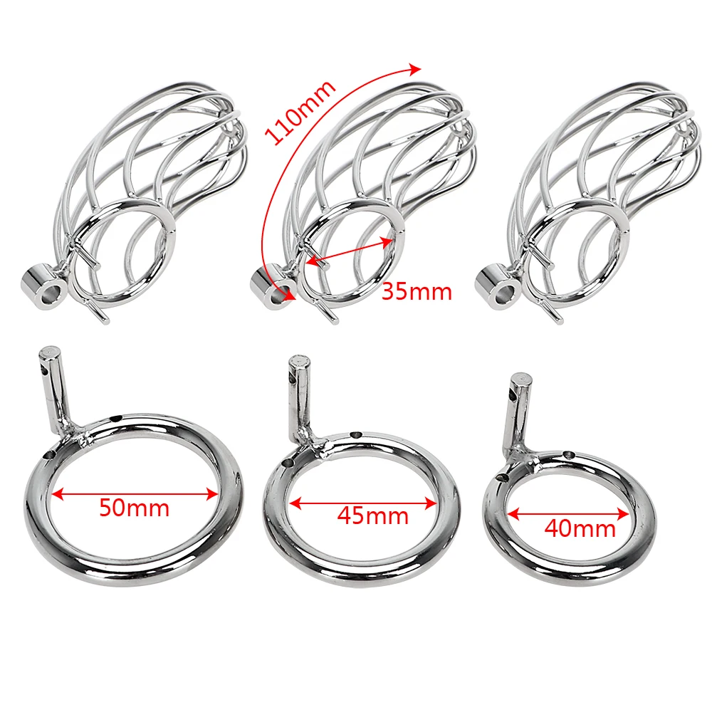 IKOKY Cock Cage Sex Toys for Men Lockable Stainless Steel Penis Cock Ring Sleeve Lock Male Chastity Device Chastity Belt