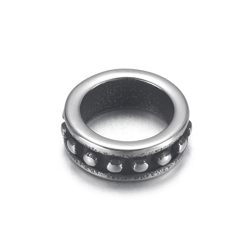 Stainless Steel Dot Ring Bead 6mm Large Hole Spacer for Jewelry Bracelet Making Metal Beads DIY Supplies Parts