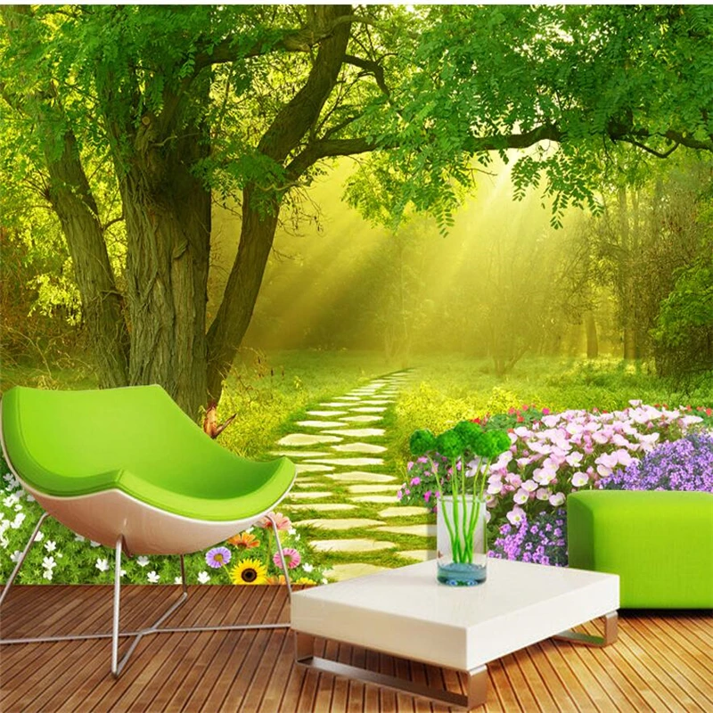 wellyu  papel de parede 3d  Custom wallpaper  Flowers butterfly forest fresh TV backdrop wall  wall papers home decor  tapety