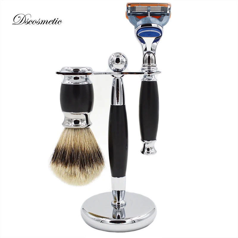 

Dscosmetic silvertip badger hair Shaving brush Set shaving Razor shaving brush stand sed for man shave