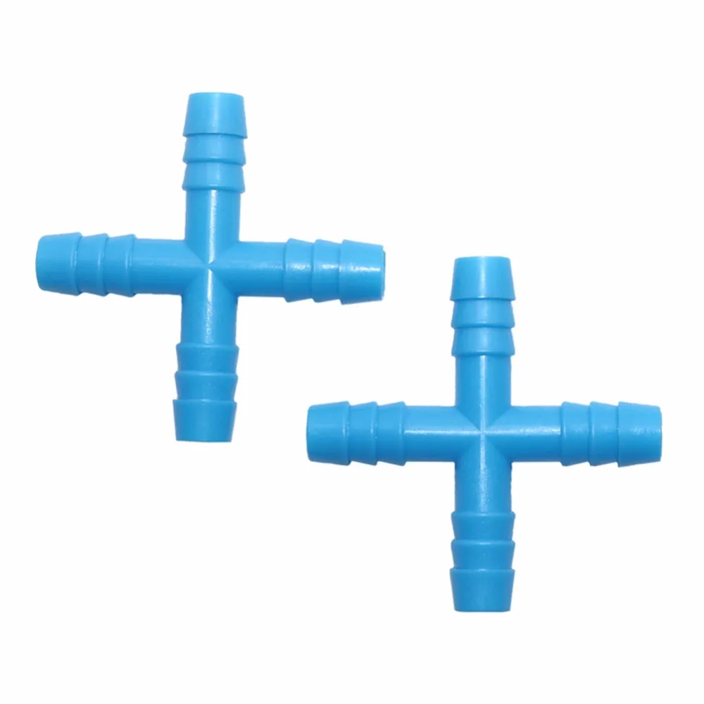 20pcs 8mm 4 way cross barb tee connector water splitter irrigation fitting for garden hose garden watering system greenhouse