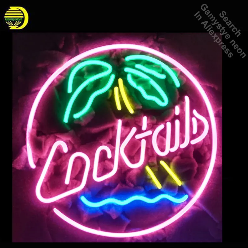 

Neon Sign for COCKTAILS PALM TREE Neon Bulb Sign Beer Bar Pub Decoration Neon Tube Sign handcraft Publicidad Sign Store Displays