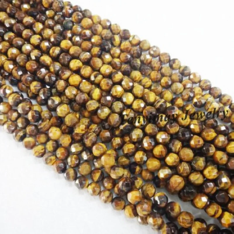 

6mm Faceted Tiger Eye Stone Beads For DIY 5 Strands Wholesale(65pcs/strand)