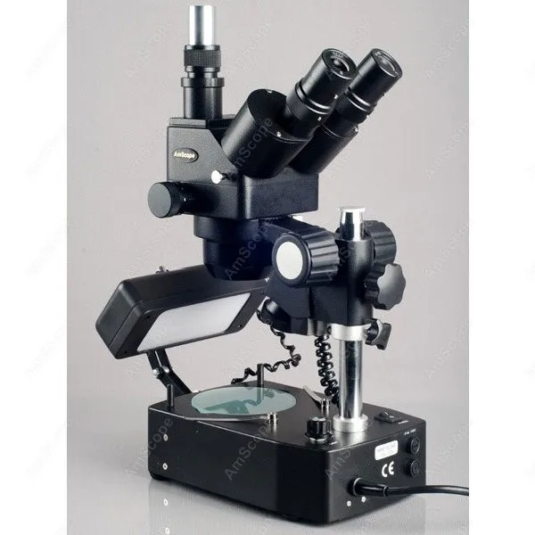 Jewelry Gem Trinocular Microscope--AmScope Supplies 10X-60X Jewelry Gem Trinocular Stereo Microscope with Three Lights